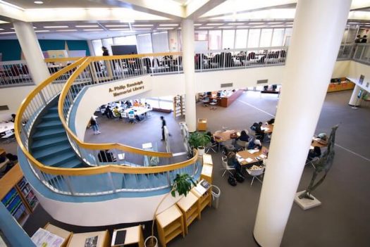 The library at Borough of Manhattan Community College, one of the schools MacKenzie Scott donated her wealth to. (Credit: BMCC)